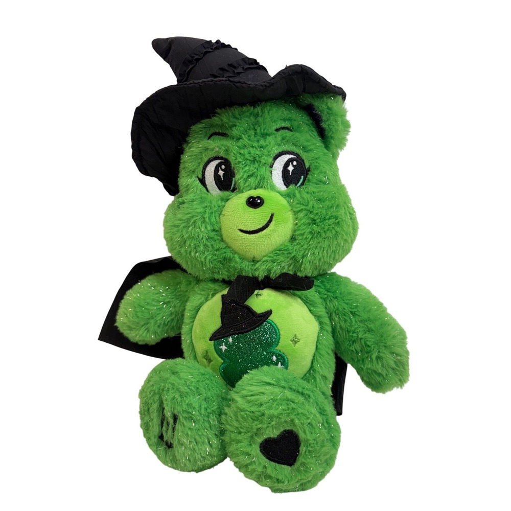 Care Bears x Wicked Good Luck Bear Elphaba Witch Plush Green Tinsel 11 inch